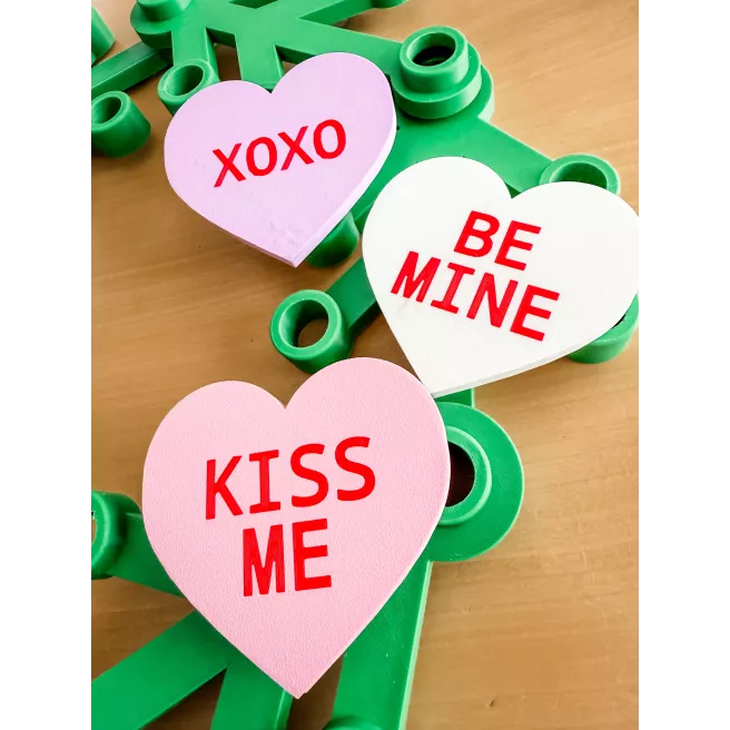 Couronne Saint Valentin - lot de 3 coeurs messages