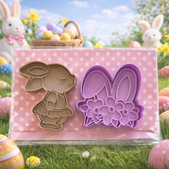 Lot de 2 emporte-pièces Pâques - Lapins