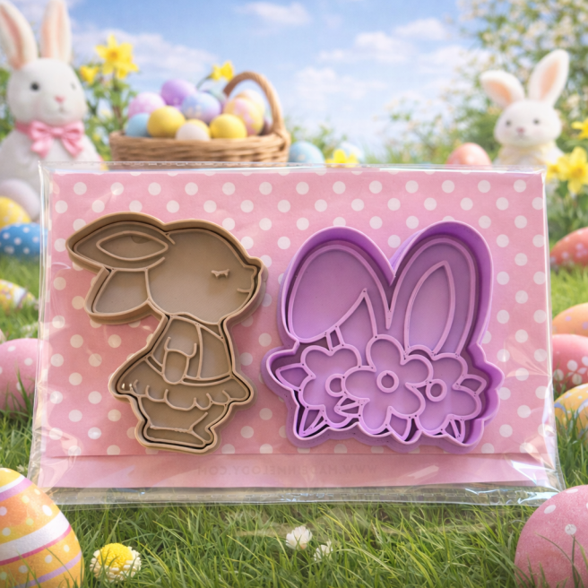 Lot de 2 emporte-pièces Pâques - Lapins