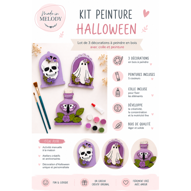 Kit Peinture Hallowwen - Set 3 décorations