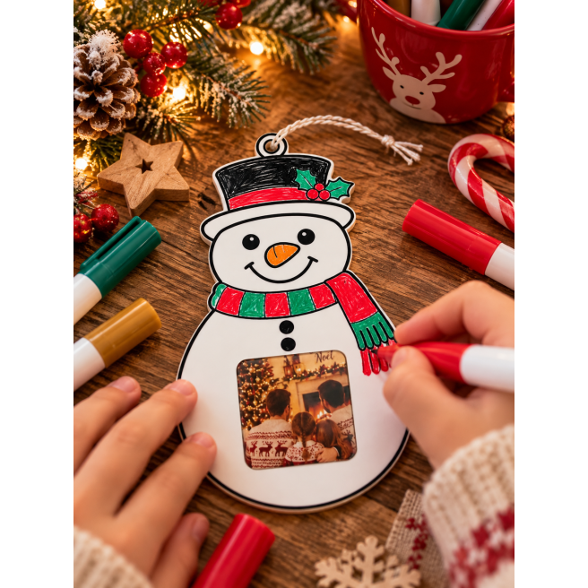 Ornement de Noel à colorier + magnet photo