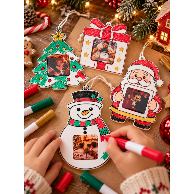 Ornement de Noel à colorier + magnet photo