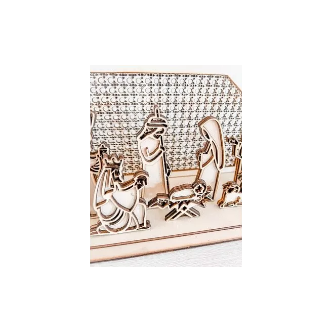 Crèche de Noël en rotin