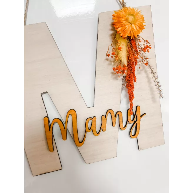 Monogramme fleuri Maman/Mami(e)/Marraine