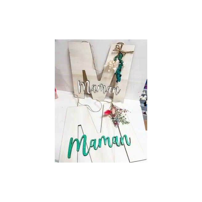 Monogramme fleuri Maman/Mami(e)/Marraine