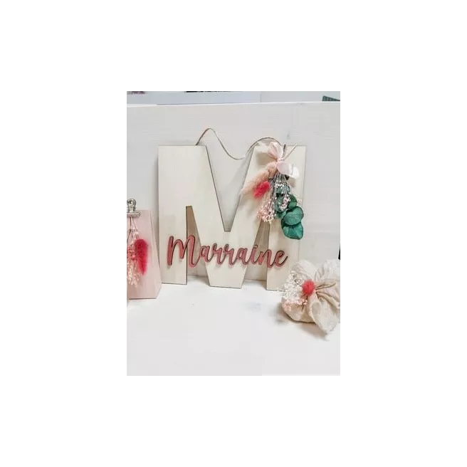 Monogramme fleuri Maman/Mami(e)/Marraine