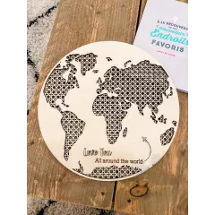 Suspension Mappemonde Rotin "Love You"