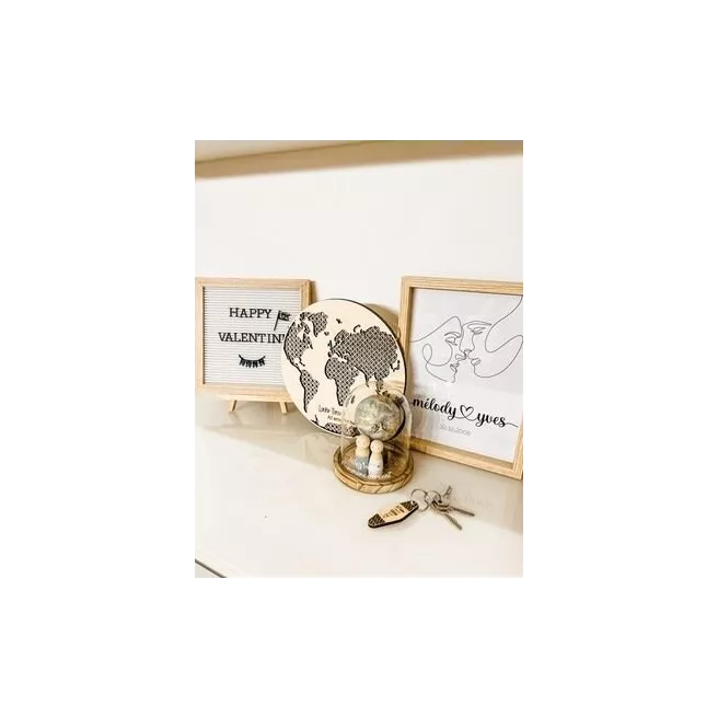 Suspension Mappemonde Rotin "Love You"