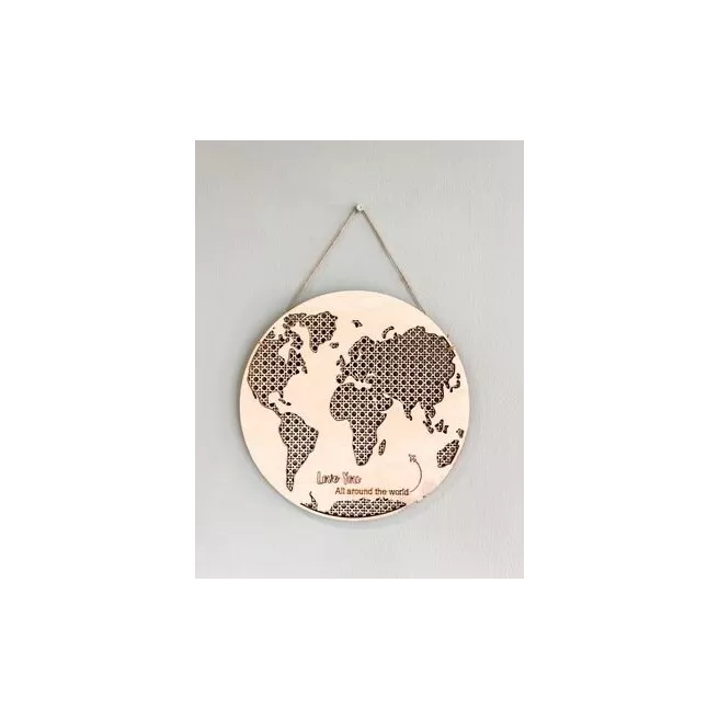 Suspension Mappemonde Rotin "Love You"