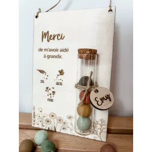 Pancarte MERCI avec bombes de fleurs